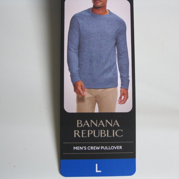 Banana Republic Men’s Waffle Crew neck pull over Sweater blue  Large (0606) - Picture 3 of 15